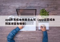 app开发成本预算怎么写（app运营成本预算项目有哪些）