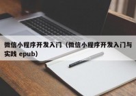 微信小程序开发入门（微信小程序开发入门与实践 epub）