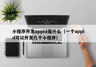 小程序开发appid是什么（一个appid可以开发几个小程序）